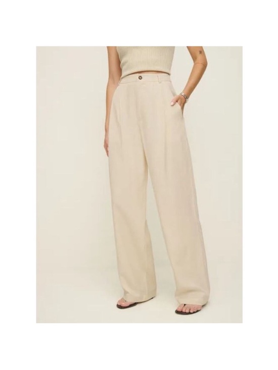 Reformation Pants - Reformation Mason Pant Oyster Wide-Leg High-Rise Cream Trousers
